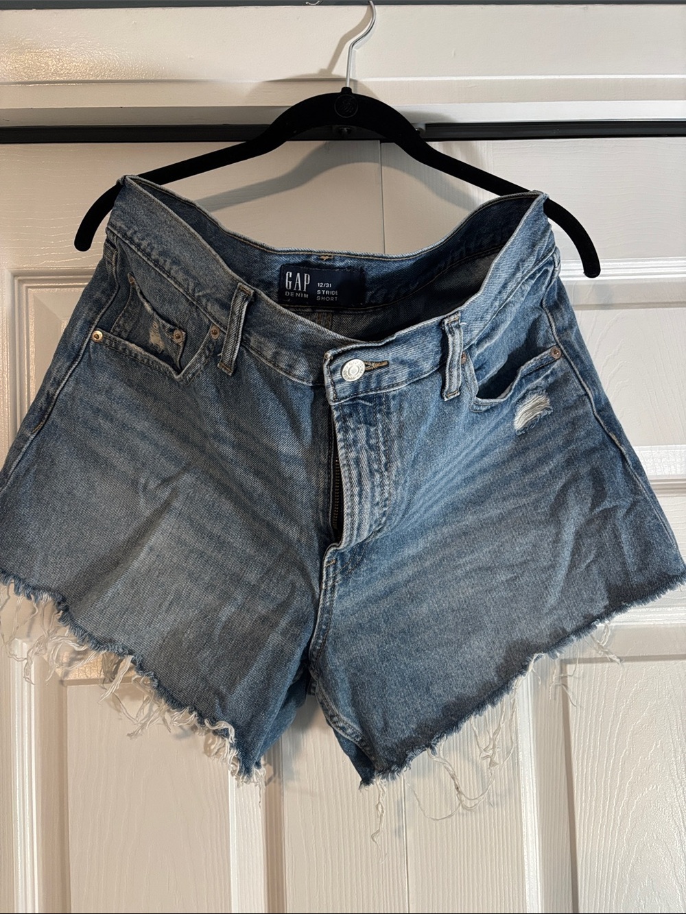 GAP Women's Light Blue distressed Denim Cutoff Shorts